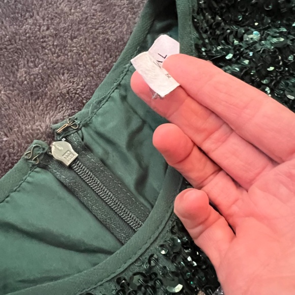 NWT Mac Duggal Sleeveless High Neck Beaded Midi Sheath Dress Deep Emerald - Picture 10 of 12